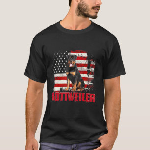Camiseta Bandera estadounidense vintage Rottweiler Dog