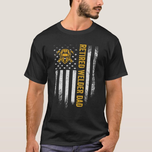 Camiseta Bandera estadounidense vintage soldadura jubilada  (Anverso)