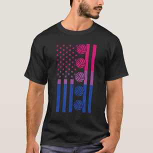 Camiseta Bandera Estadounidense Voleibol Bisexual Bi Pride