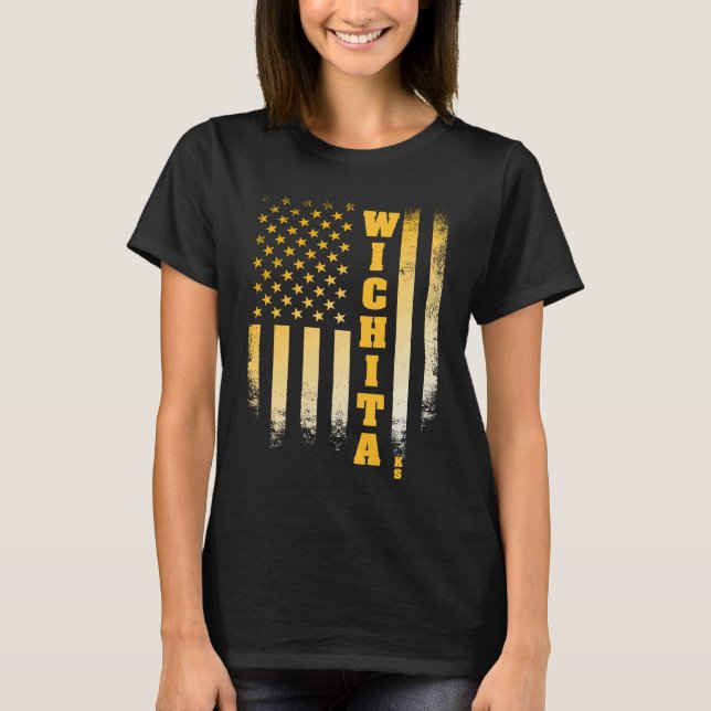 Camiseta Bandera estadounidense Wichita KS Kansas Patriótic (Anverso)