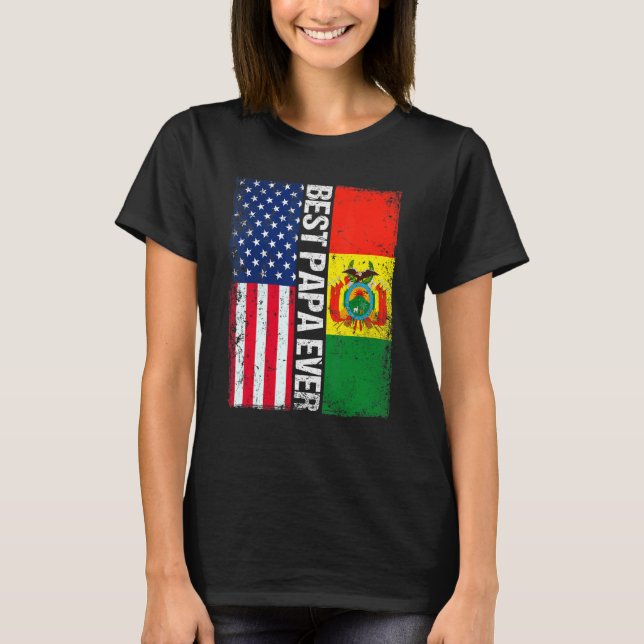 Camiseta Bandera estadounidense y bandera boliviana mejor f (Anverso)