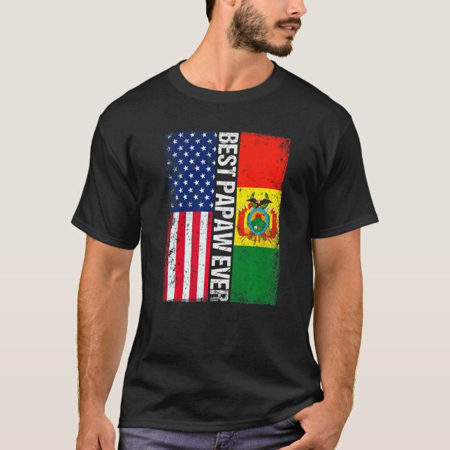 Camiseta Bandera estadounidense y bandera boliviana mejor f (Anverso)