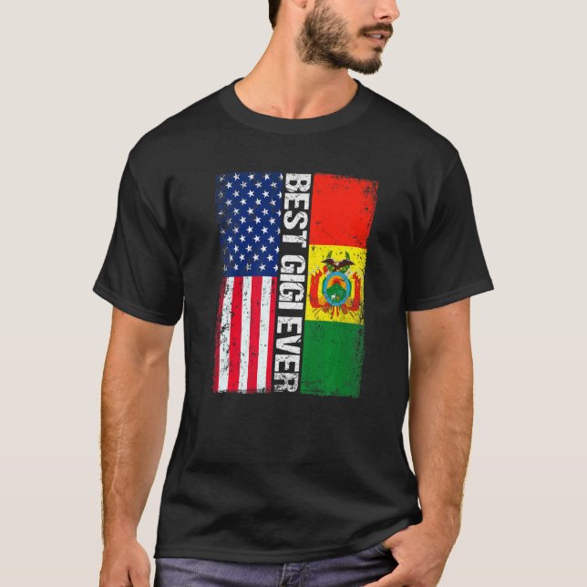 Camiseta Bandera estadounidense y bandera boliviana mejor f (Anverso)