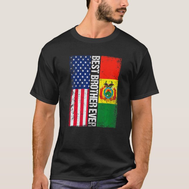 Camiseta Bandera estadounidense y bandera boliviana Mejor H (Anverso)