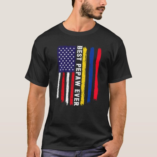 Camiseta Bandera estadounidense y bandera colombiana mejor  (Anverso)