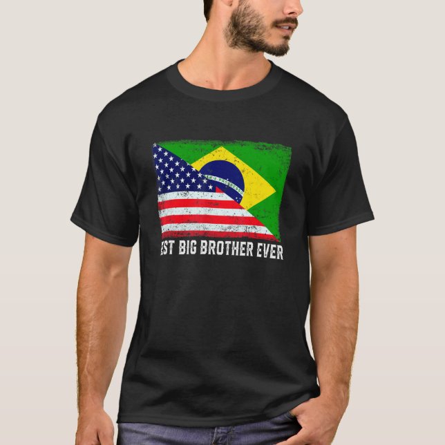 Camiseta Bandera estadounidense y bandera de Brasil como me (Anverso)