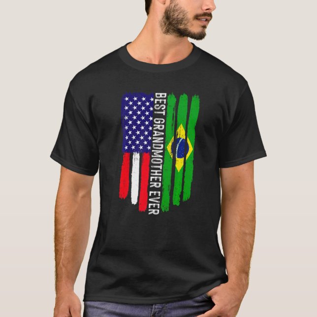 Camiseta Bandera estadounidense y bandera de Brasil: la mej (Anverso)