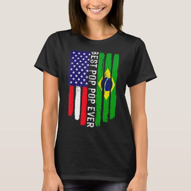 Camiseta Bandera estadounidense y bandera de Brasil mejor p (Anverso)
