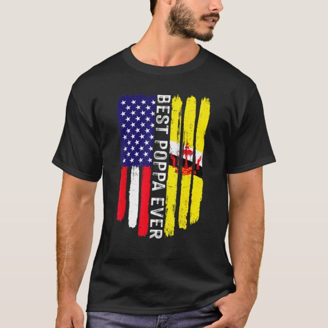 Camiseta Bandera estadounidense y bandera de Brunéi mejor f (Anverso)