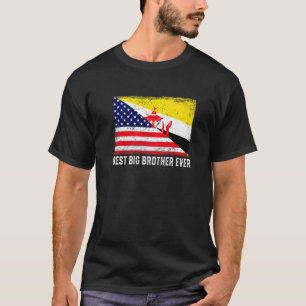 Camiseta Bandera estadounidense y bandera de Brunéi mejor h