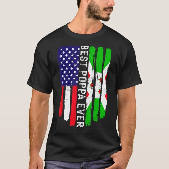 Camiseta Bandera estadounidense y bandera de Burundi mejor  (Anverso)