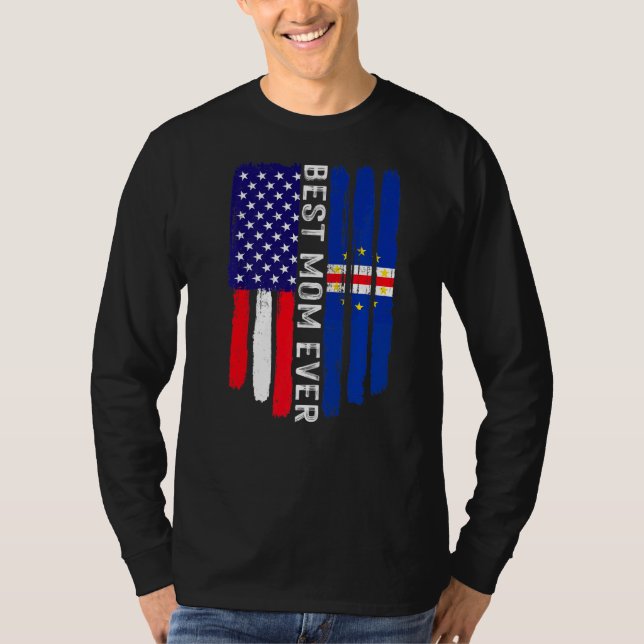 Camiseta Bandera estadounidense y bandera de Cabo Verde mej (Anverso)