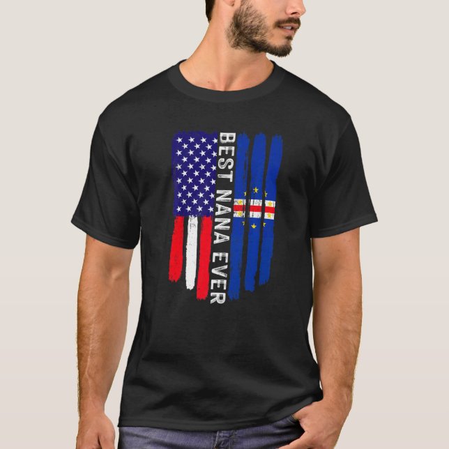 Camiseta Bandera estadounidense y bandera de Cabo Verde mej (Anverso)