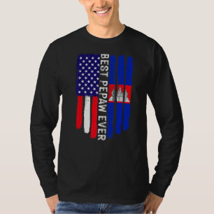 Camiseta Bandera estadounidense y bandera de Camboya mejor 
