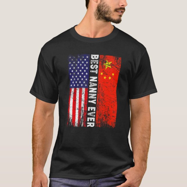 Camiseta Bandera estadounidense y bandera de China mejor fa (Anverso)