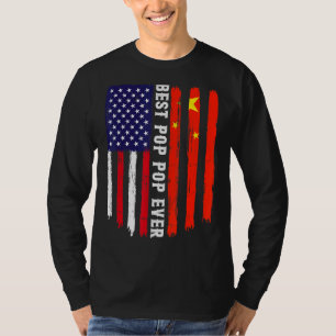 Camiseta Bandera estadounidense y bandera de China mejor fa