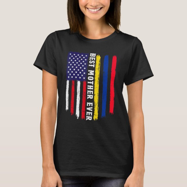 Camiseta Bandera estadounidense y bandera de Colombia mejor (Anverso)