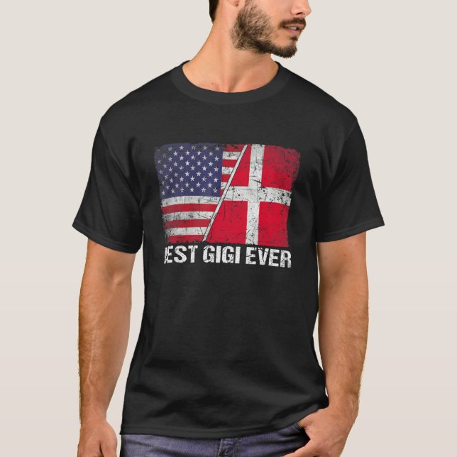 Camiseta Bandera estadounidense y bandera de Dinamarca mejo (Anverso)