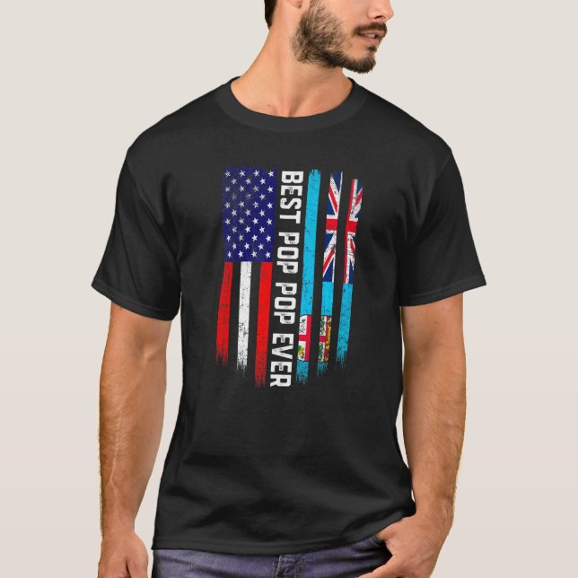 Camiseta Bandera estadounidense y bandera de Fiji mejor fam (Anverso)