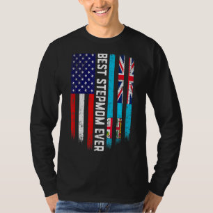 Camiseta Bandera estadounidense y bandera de Fiyi mejor fam