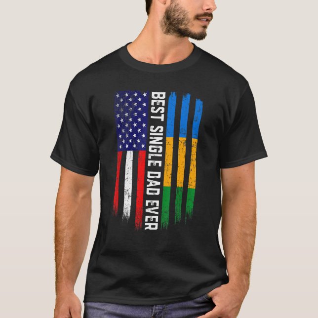 Camiseta Bandera estadounidense y bandera de Gabón mejor pa (Anverso)