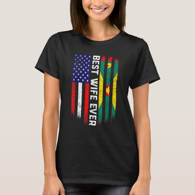 Camiseta Bandera estadounidense y bandera de Granada mejor  (Anverso)