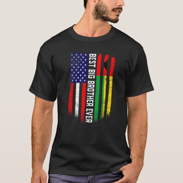 Camiseta Bandera estadounidense y bandera de Guinea Bissau  (Anverso)