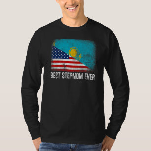 Camiseta Bandera estadounidense y bandera de Kazajistán mej