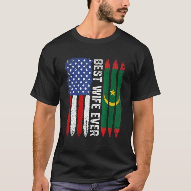 Camiseta Bandera estadounidense y bandera de Mauritania mej (Anverso)