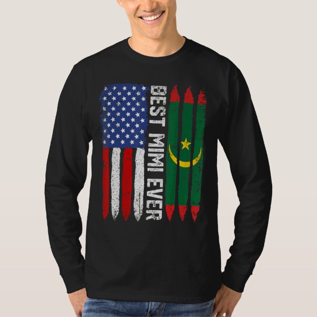 Camiseta Bandera estadounidense y bandera de Mauritania mej (Anverso)