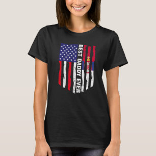 Camiseta Bandera estadounidense y bandera de Serbia mejor f
