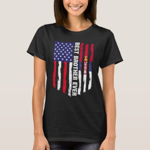 Camiseta Bandera estadounidense y bandera de Serbia Mejor H