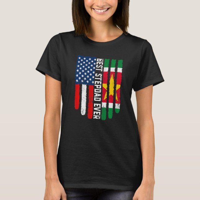 Camiseta Bandera estadounidense y bandera de Surinam mejor  (Anverso)
