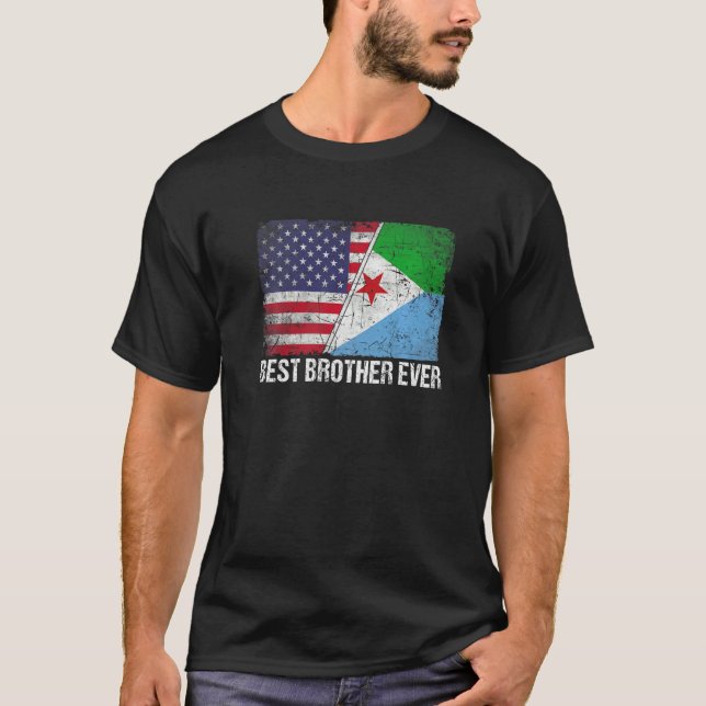 Camiseta Bandera estadounidense y bandera de Yibuti Mejor H (Anverso)