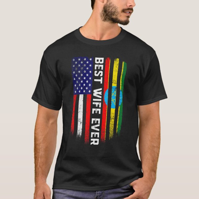 Camiseta Bandera estadounidense y bandera etíope mejor espo (Anverso)