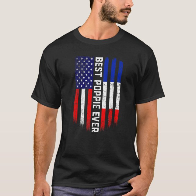 Camiseta Bandera estadounidense y bandera francesa mejor fa (Anverso)
