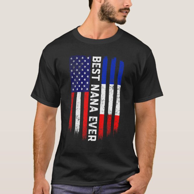 Camiseta Bandera estadounidense y bandera francesa mejor fa (Anverso)