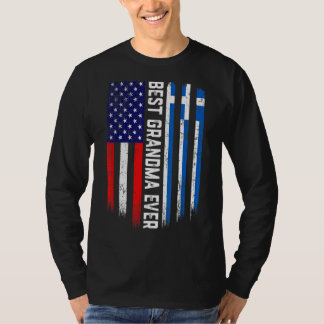Camiseta Bandera estadounidense y bandera griega mejor abue