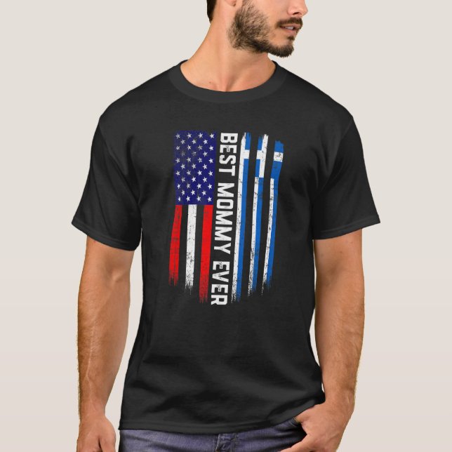 Camiseta Bandera estadounidense y bandera griega mejor fami (Anverso)