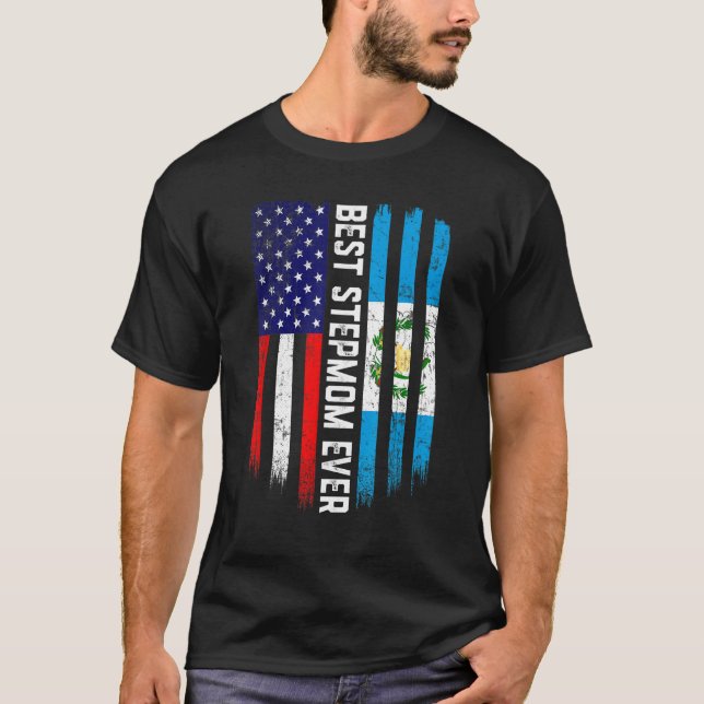 Camiseta Bandera estadounidense y bandera guatemalteca mejo (Anverso)