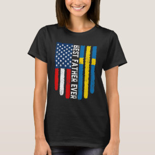 Camiseta Bandera estadounidense y bandera sueca mejor padre