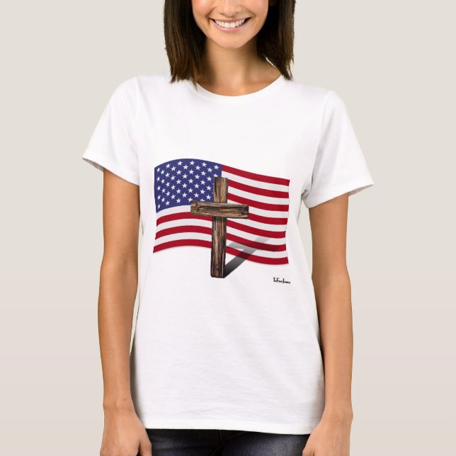 Camiseta Bandera estadounidense y cruz asaltada (Anverso)