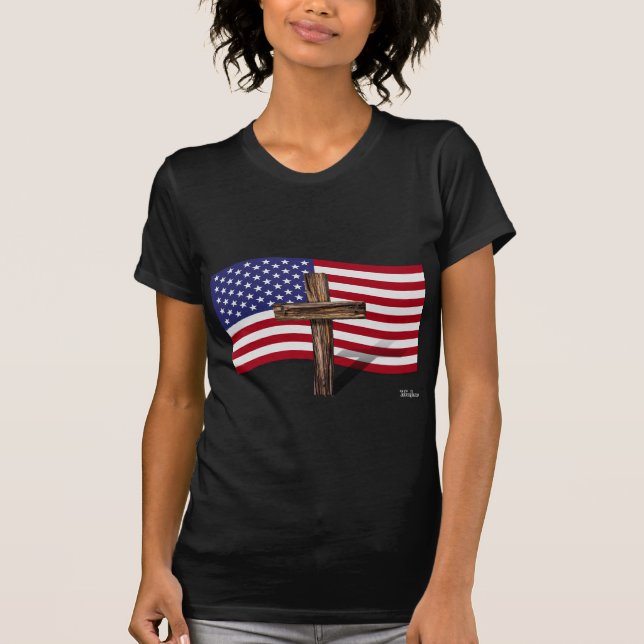 Camiseta Bandera estadounidense y cruz asaltada (Anverso)