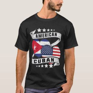 Camiseta Bandera estadounidense y cubana mitad cubana mitad