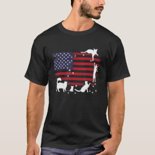 Camiseta Bandera estadounidense y gatos divertidos con gato