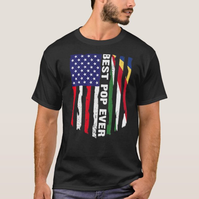 Camiseta Bandera estadounidense y la bandera de las Seychel (Anverso)