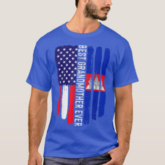 Camiseta Bandera estadounidense y mejor abuela de Camboya