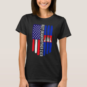 Camiseta Bandera estadounidense y mejor abuela de Camboya