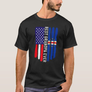 Camiseta Bandera estadounidense y mejor abuelo de Cabo Verd