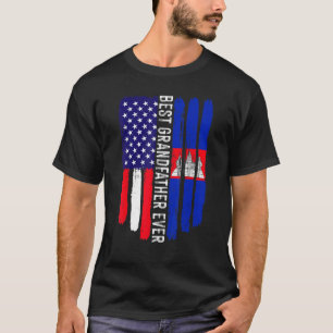 Camiseta Bandera estadounidense y mejor abuelo de Camboya